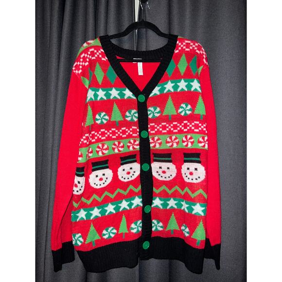 Ugly Christmas Sweater Xmas Cardigan Size Large - Picture 1 of 2